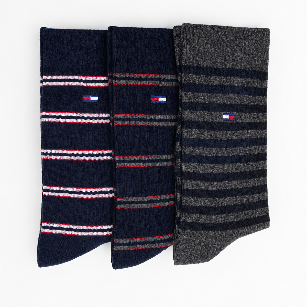 LFT 3044 OT STRIPED CREW SOCKS PACK OF 3