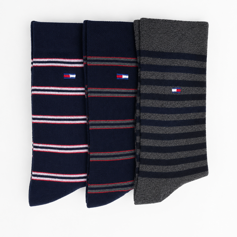LFT 3044 OT STRIPED CREW SOCKS PACK OF 3