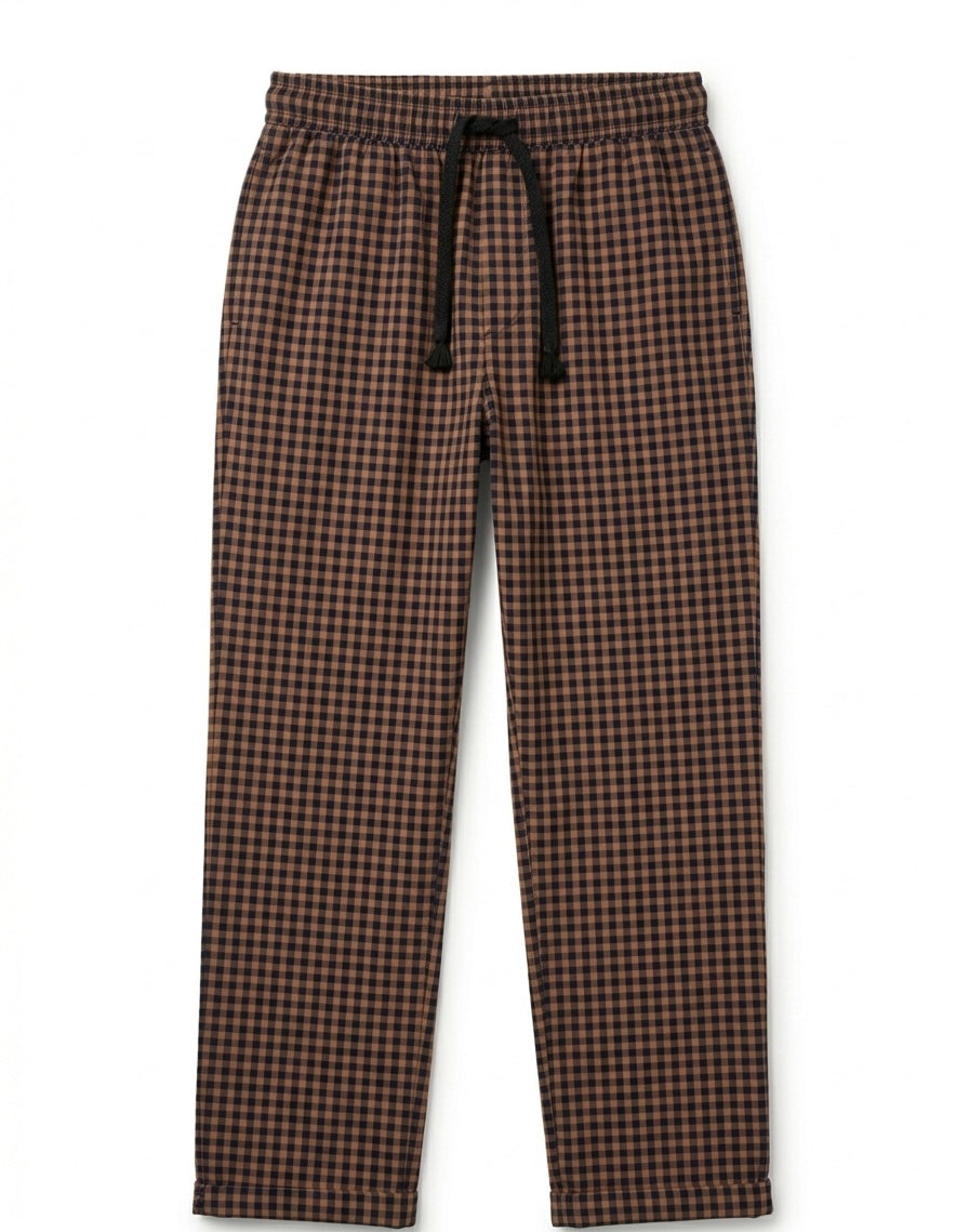 RUSTY BROWN GIGHAM TROUSER