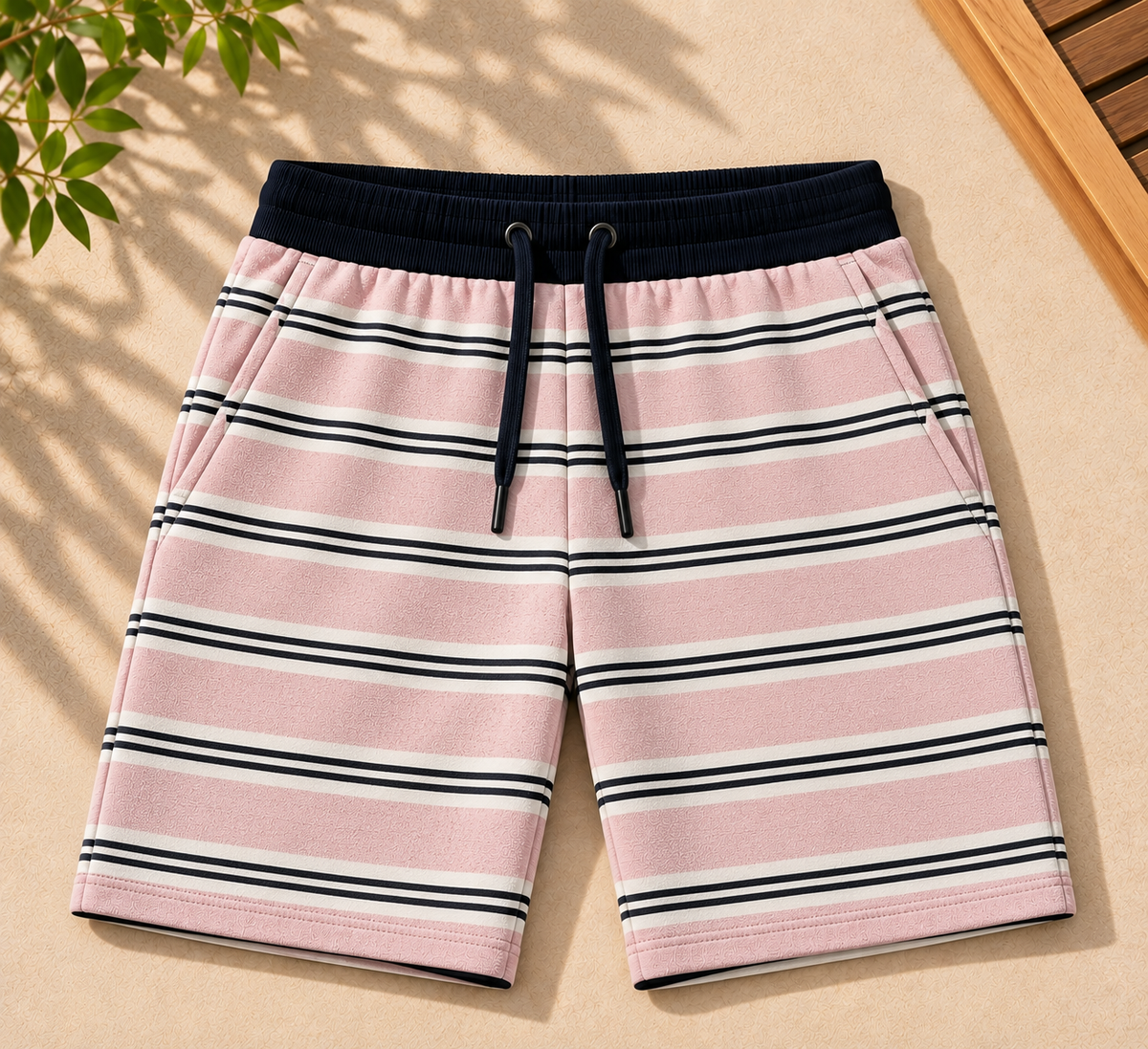 Terry Shorts-Blush Stripes