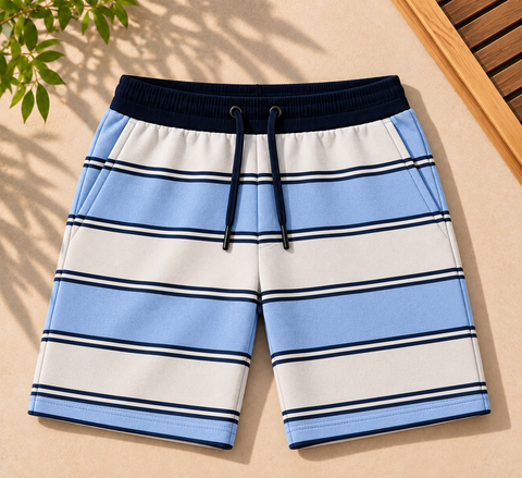 Terry Shorts-Ocean stripes