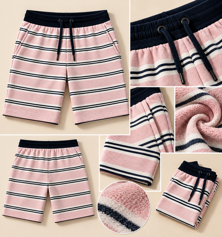 Terry Shorts-Blush Stripes