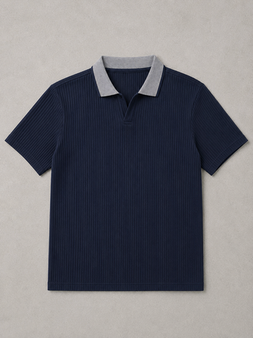 Ribbed Polo Navy