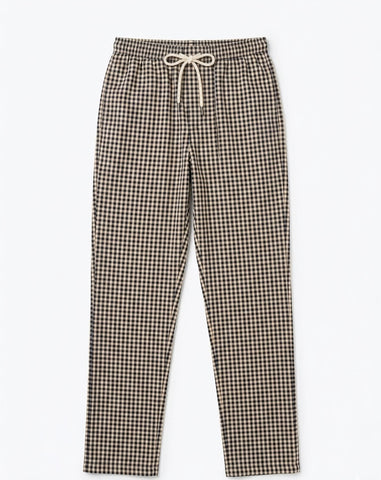 BEIGE GIGHAM TROUSER