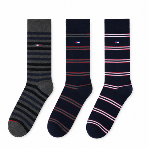LFT 3044 OT STRIPED CREW SOCKS PACK OF 3