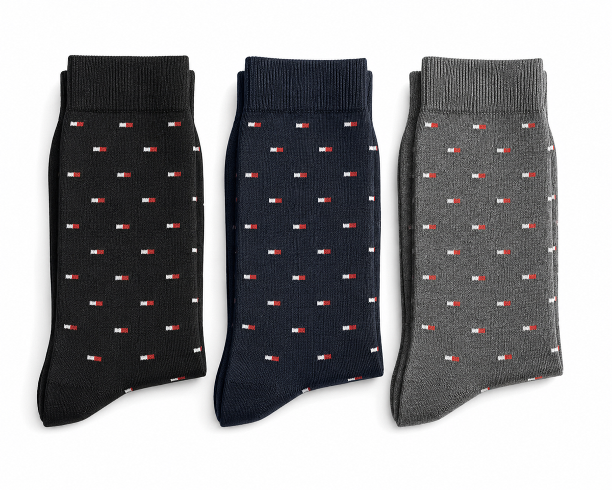 LFT 3028 OT PATTERNED CREW SOCKS PACK OF 3
