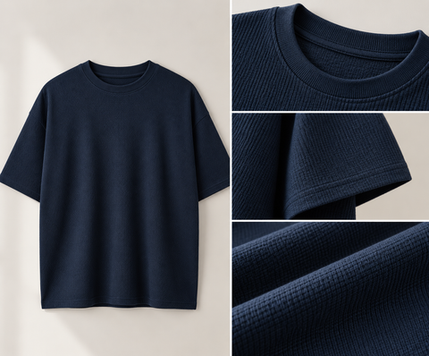 Aeris Honeycomb - Navy Blue Roundneck T-Shirt