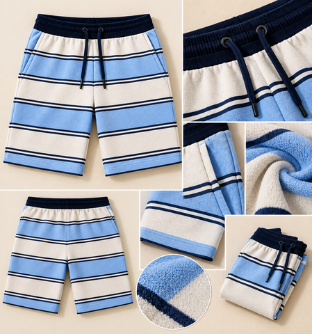 Terry Shorts-Ocean stripes